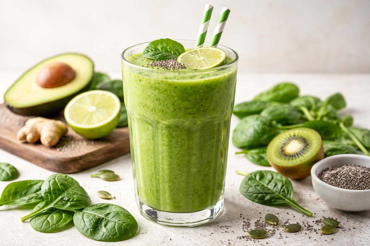 Smoothie vert vitaminé à base d'épinards