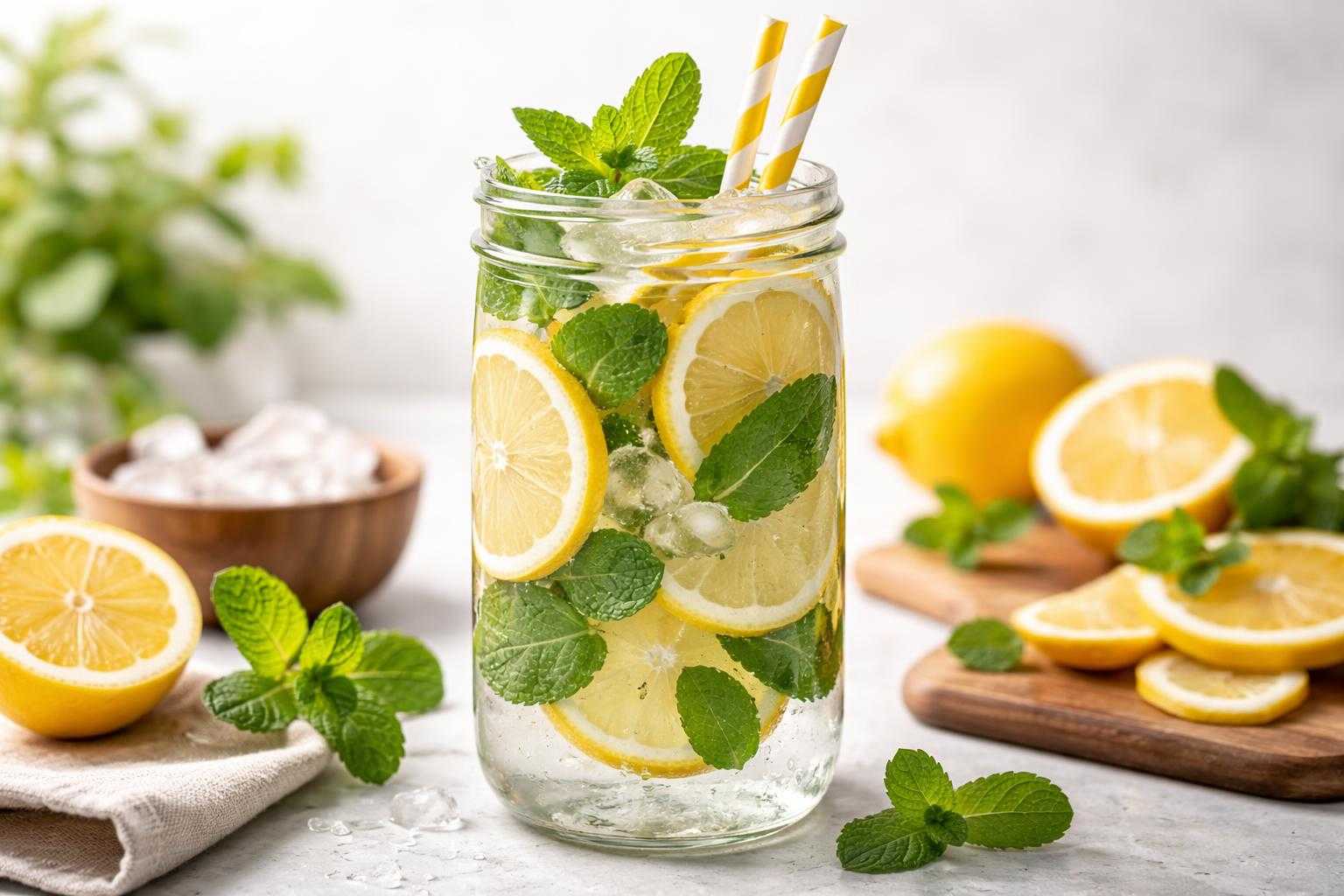 Eau detox citron-menthe
