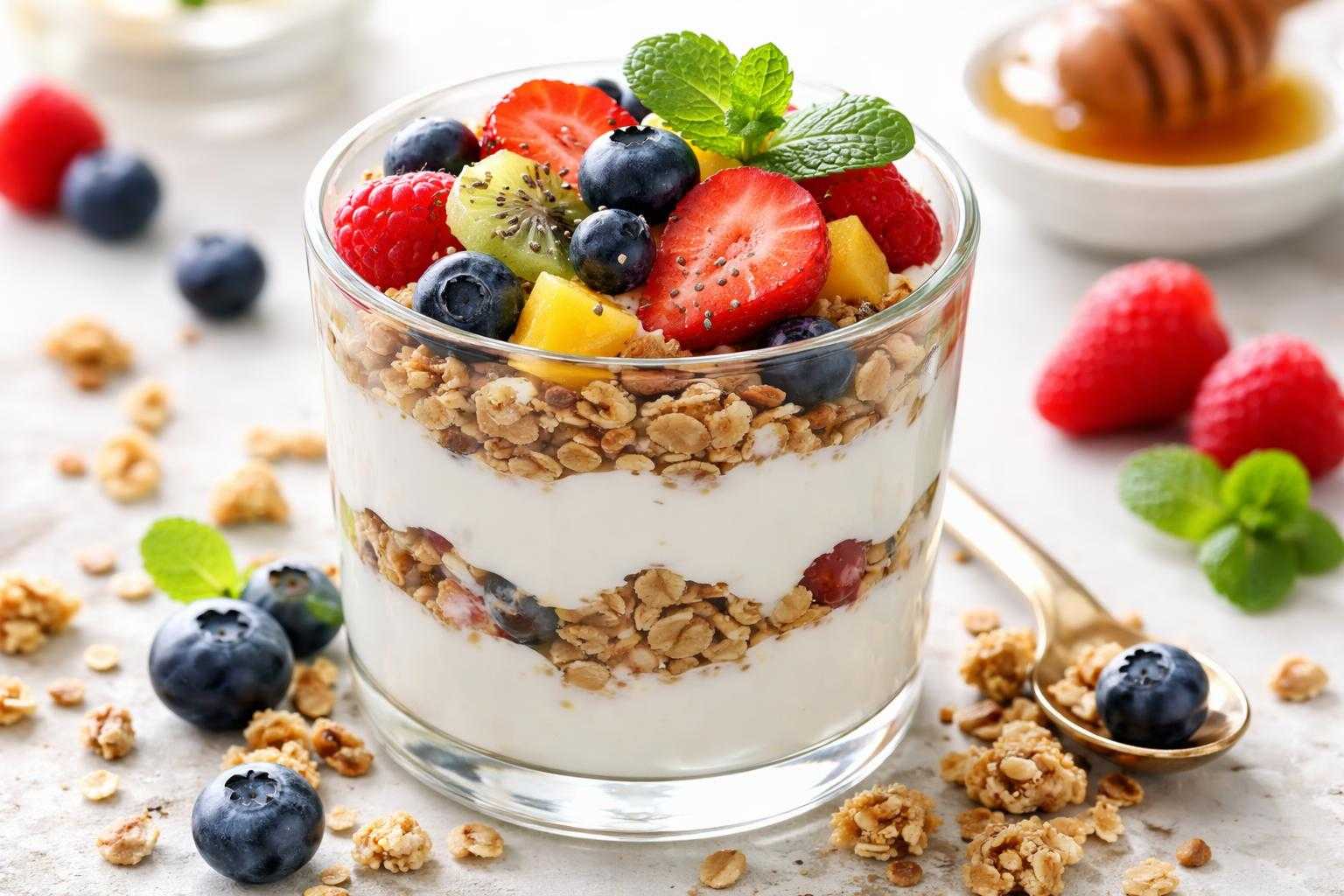 Parfait au yaourt et fruits frais