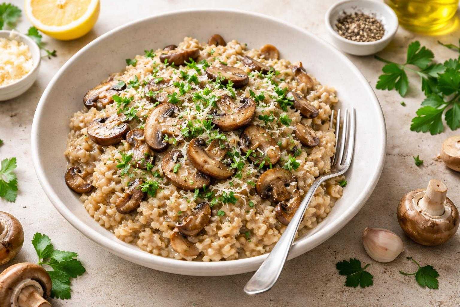 Risotto crémeux aux champignons parfumés
